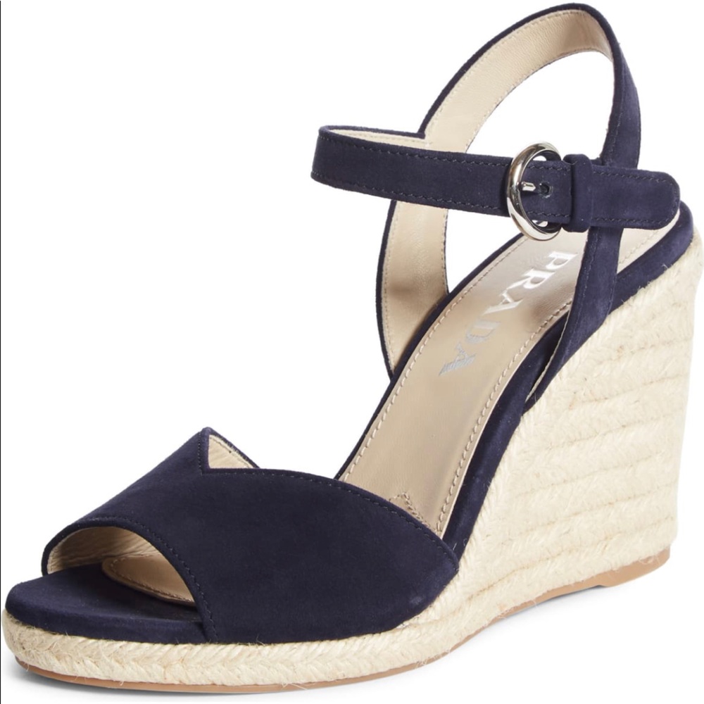 PRADA RAFFIA WEDGE SANDAL